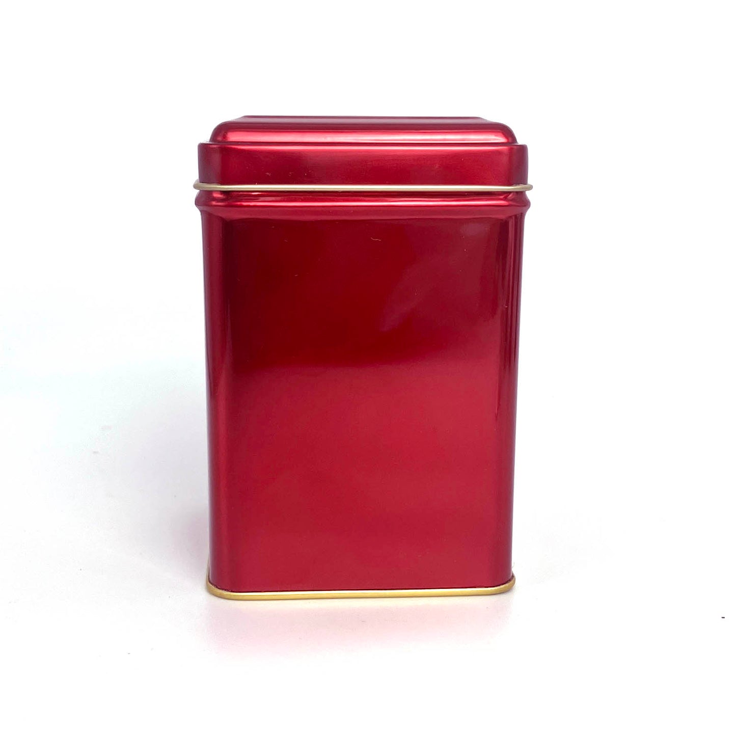Square 500mL Burgundy Tin with hinge lid