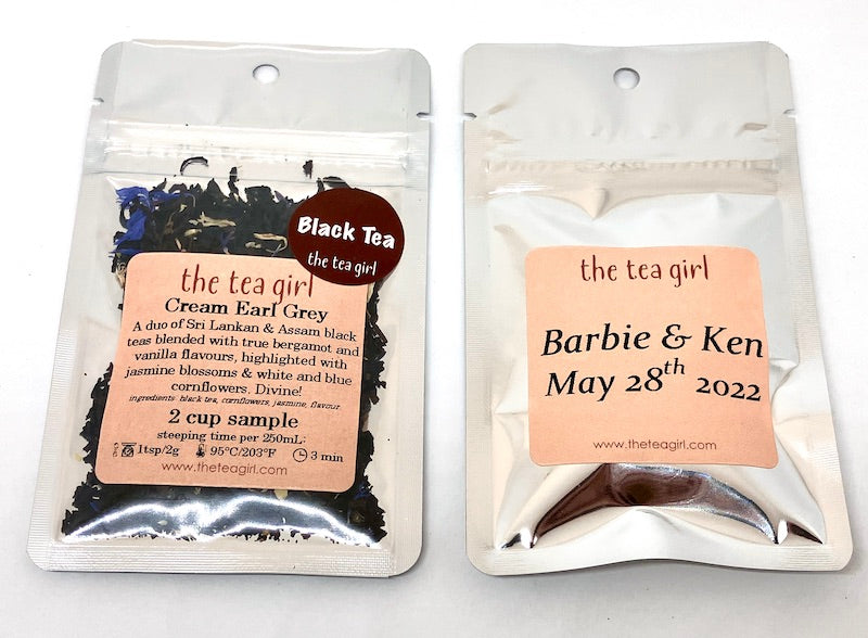 2 Label Tea Samples - Bulk Purchase (wedding favours)
