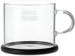 Cafe Style Glass Mug with Coaster/Cover - 14 oz.