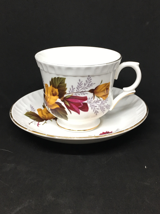 Staffordshire Yellow and Red Roses Tea Cup