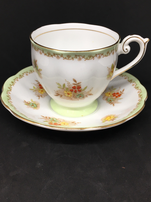 Bell China Green Boarder Tea Cup
